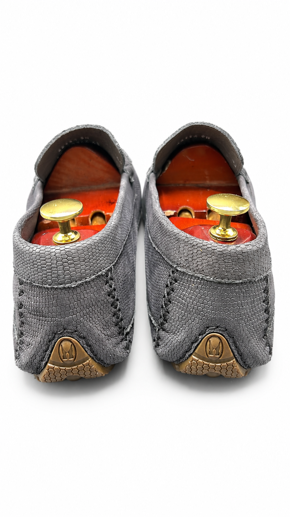 Morerchi grey croc-embossed leather penny loafer