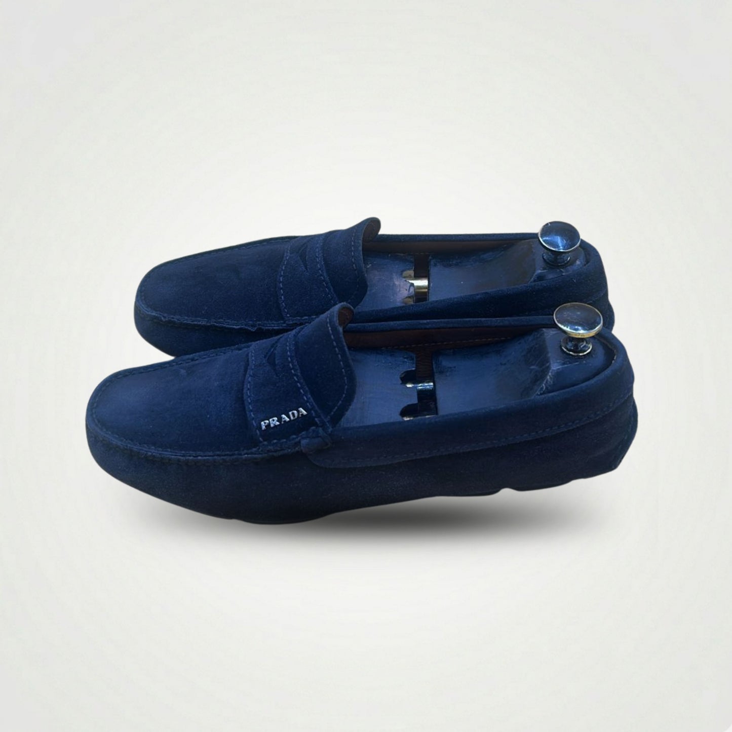 Prada Suede Navy Blue Slip on Lofer