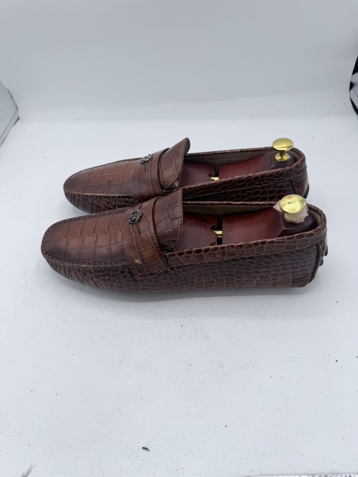 Roberto Cavalli Crocodile-Embossed Leather Loafers