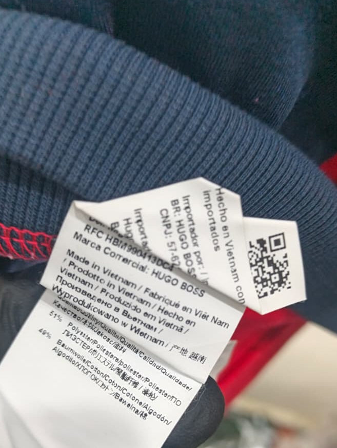 BOSS red and navy color-blocked full-zip hoodie