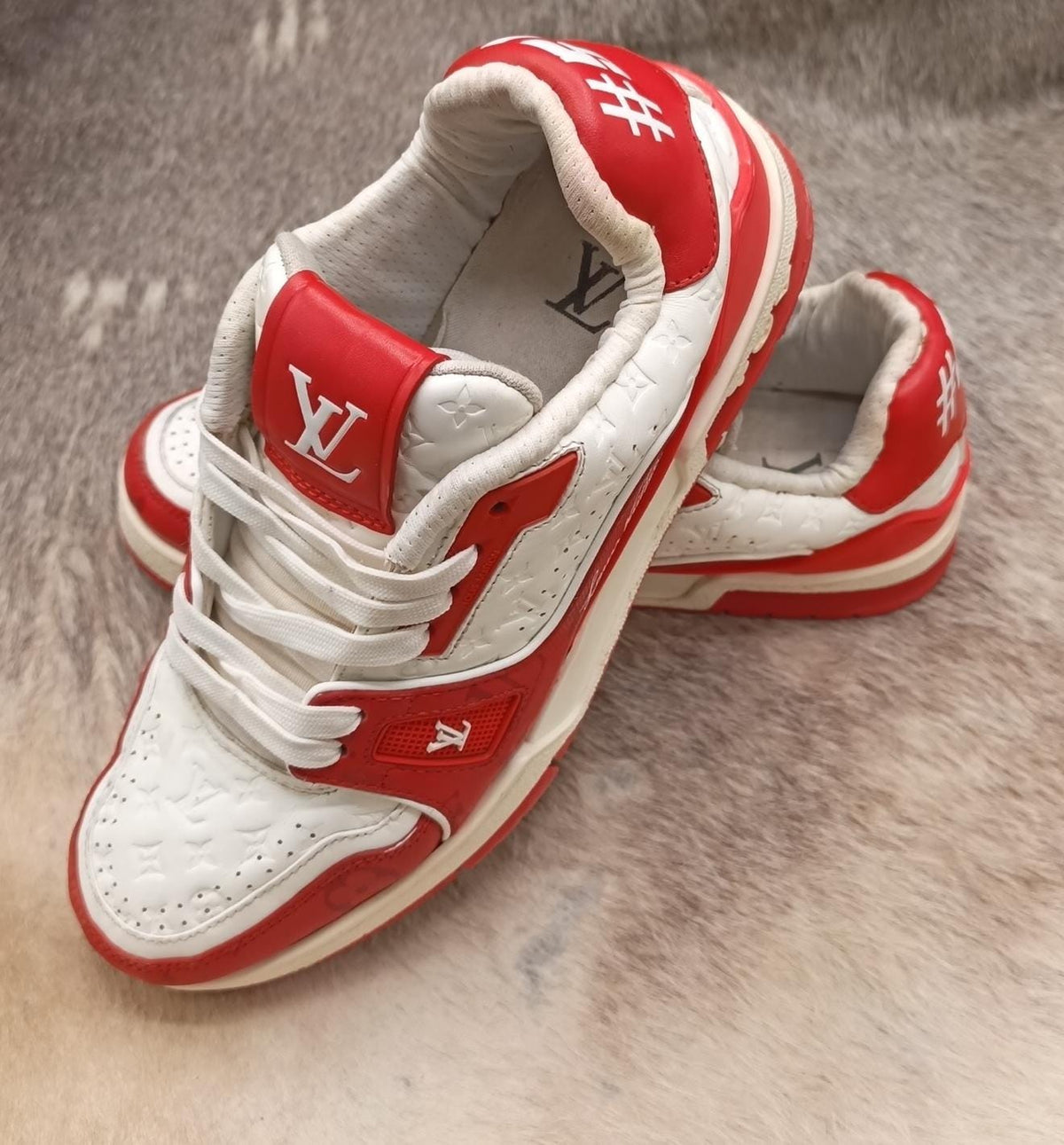 Louis Vuitton Trainer White Red Monogram sneakers