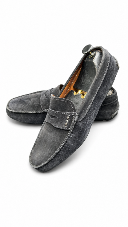 Prada suede penny loafer/driving moccasin