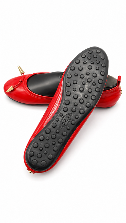Tod's red patent leather ballet flat