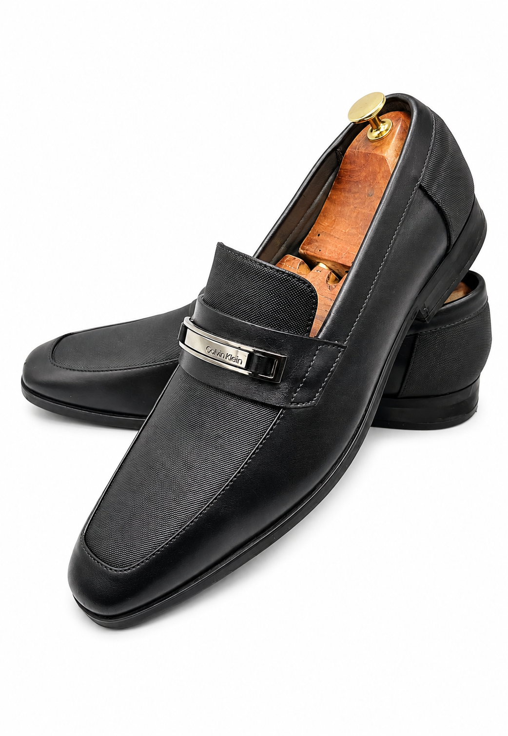 Calvin Klein black leather bit loafer