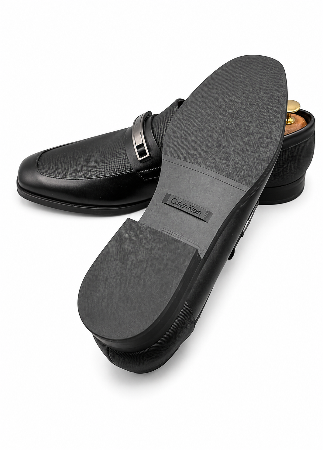 Calvin Klein black leather bit loafer