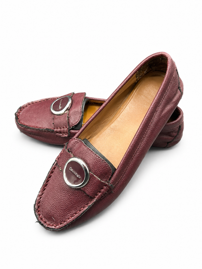 Calvin Klein burgundy leather driving loafer