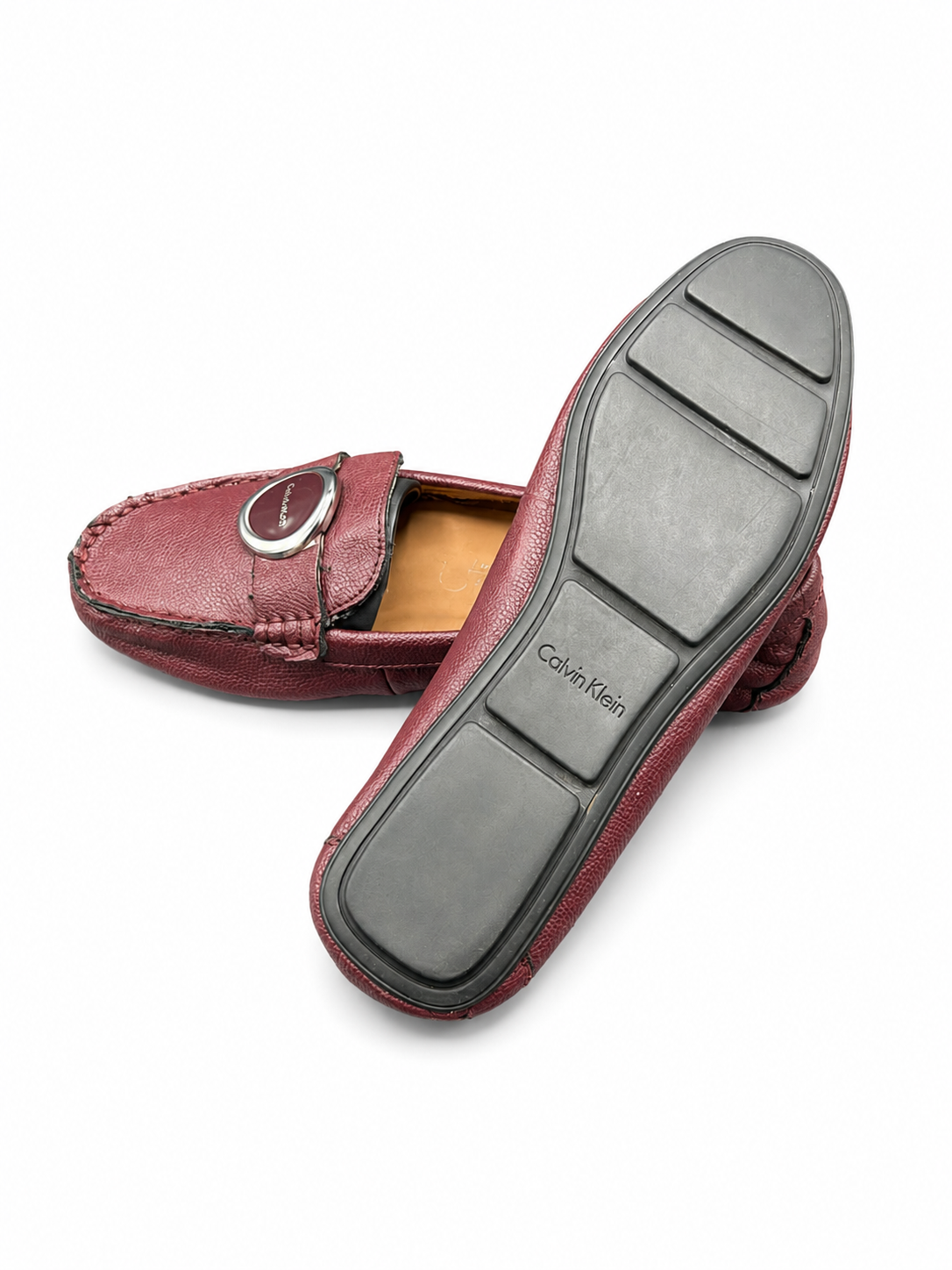 Calvin Klein burgundy leather driving loafer