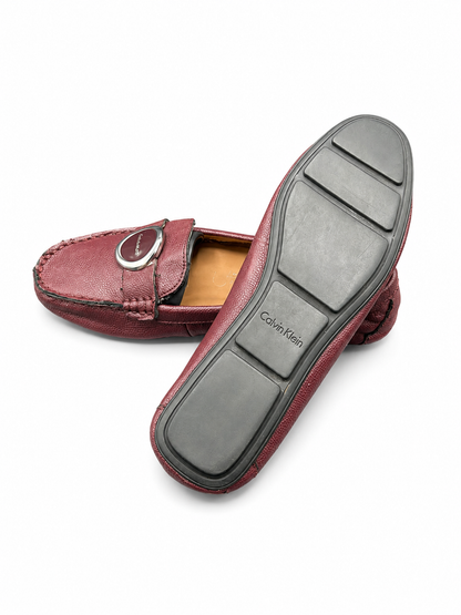 Calvin Klein burgundy leather driving loafer