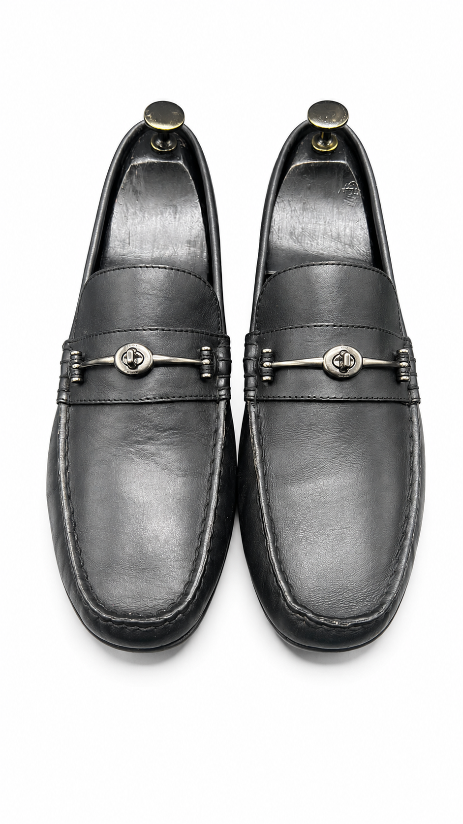 Gucci black leather driving loafer/moccasin
