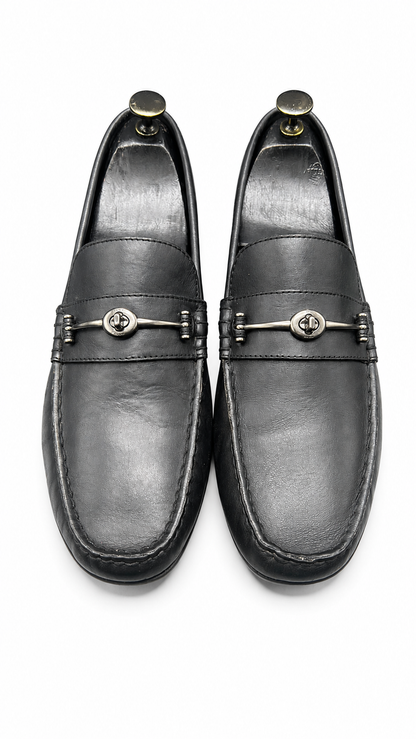 Gucci black leather driving loafer/moccasin
