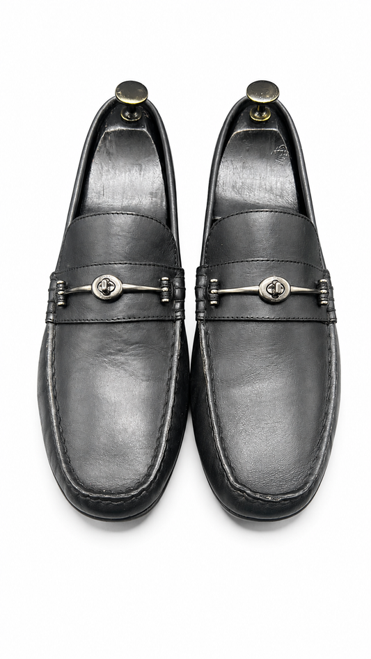Gucci black leather driving loafer/moccasin