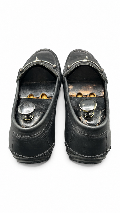 Gucci black leather driving loafer/moccasin