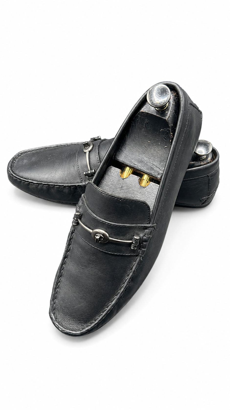 Gucci black leather driving loafer/moccasin
