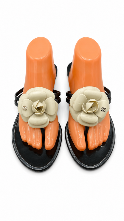 Chanel Camellia thong sandals
