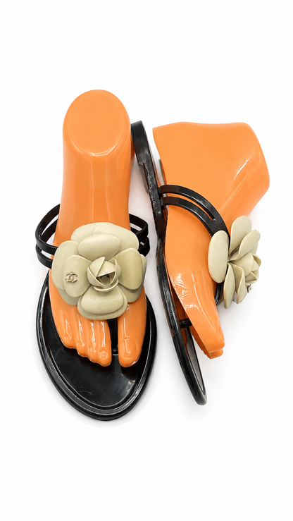 Chanel Camellia thong sandals