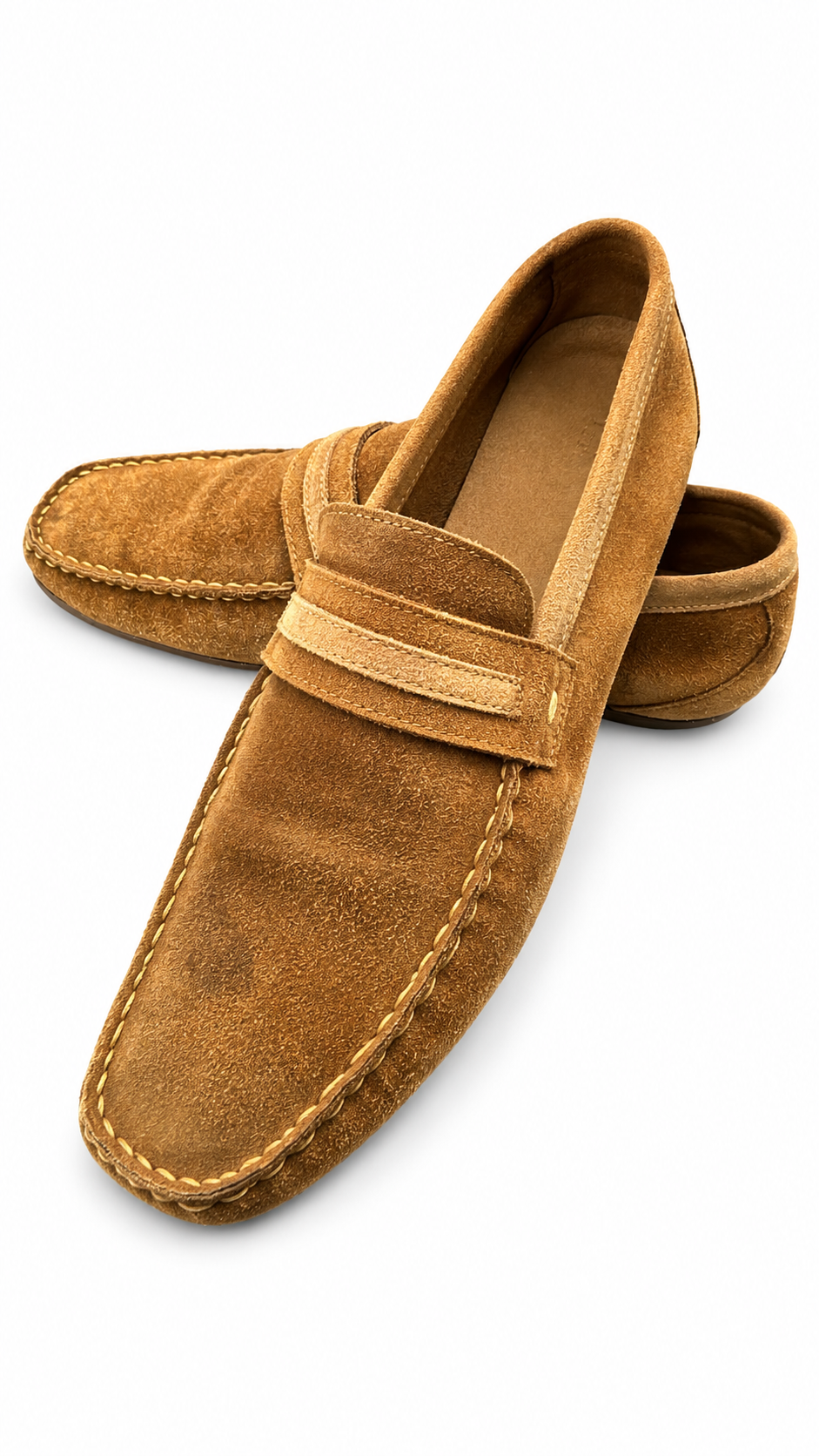 Massiumo Dutti camel suede penny loafer