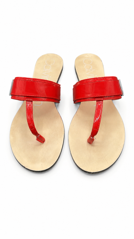 Calvin Klein red patent sandal
