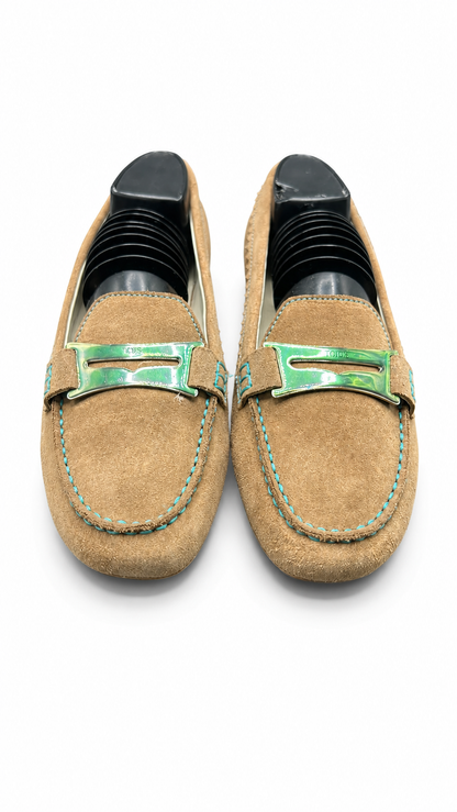 Tod's tan suede driving loafer