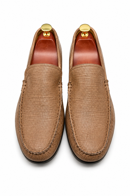 Joop's tan textured leather slip-on loafer