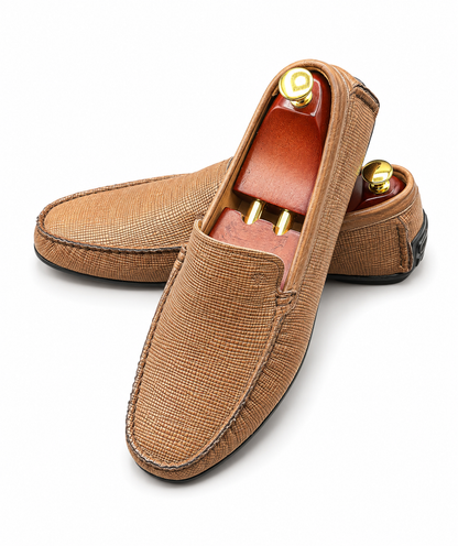 Joop's tan textured leather slip-on loafer