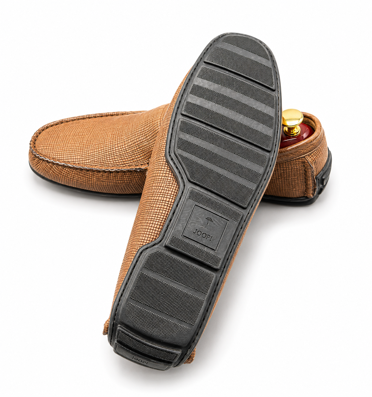 Joop's tan textured leather slip-on loafer