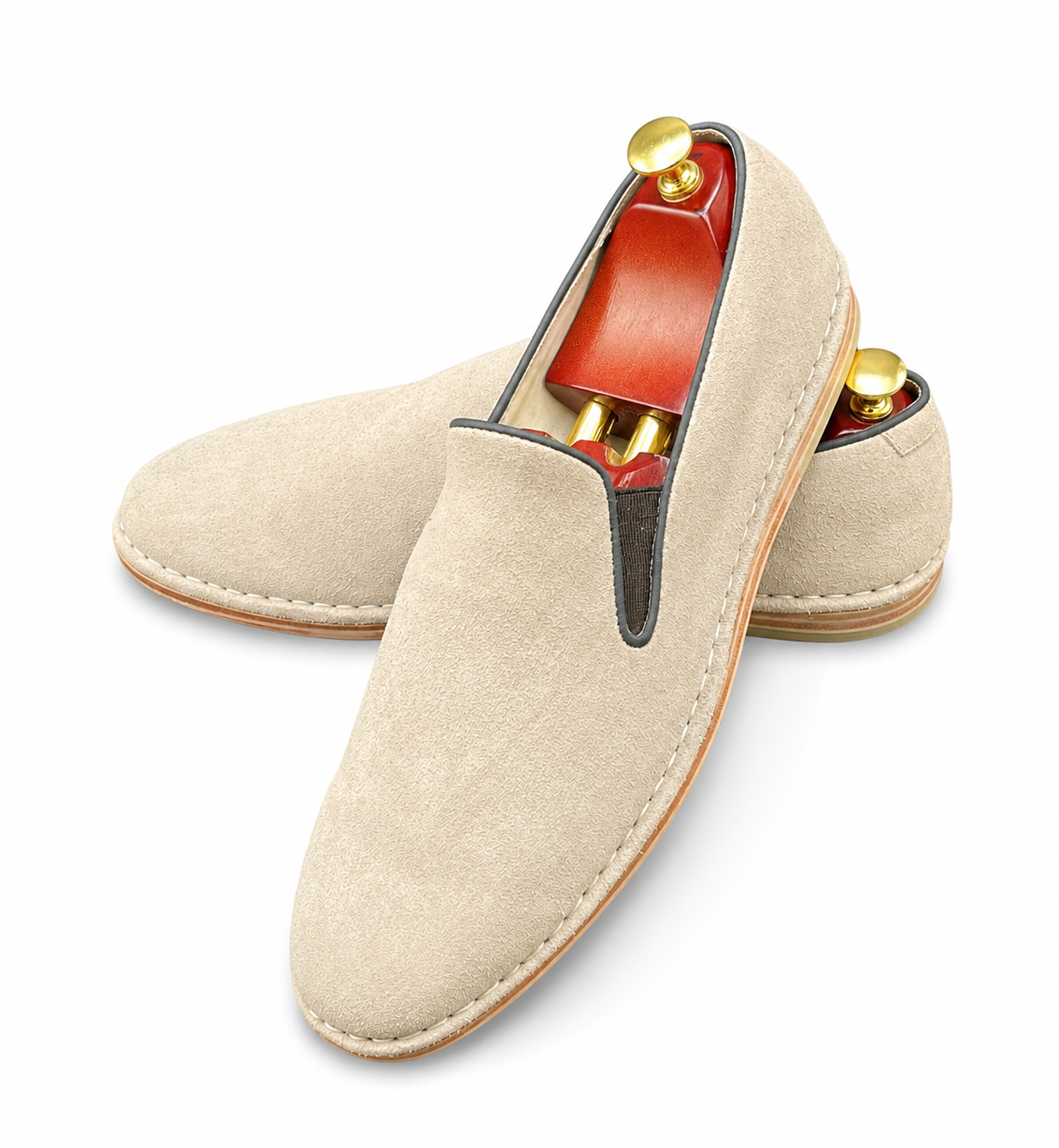 Calvin Klein beige suede slip-on loafer