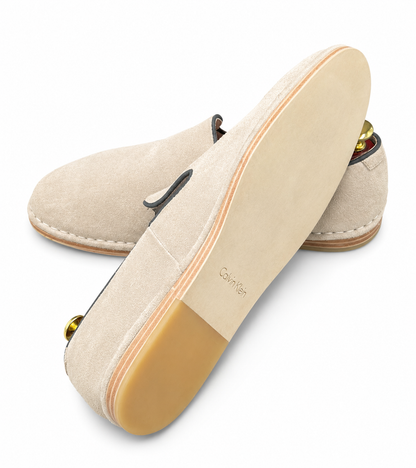 Calvin Klein beige suede slip-on loafer