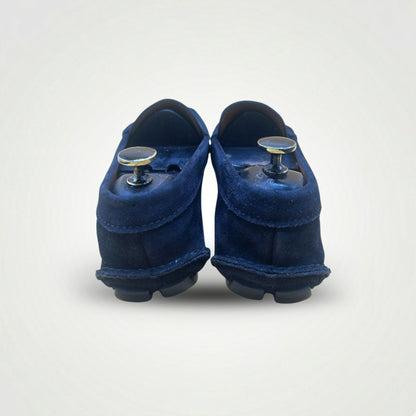 Prada Suede Navy Blue Slip on Lofer