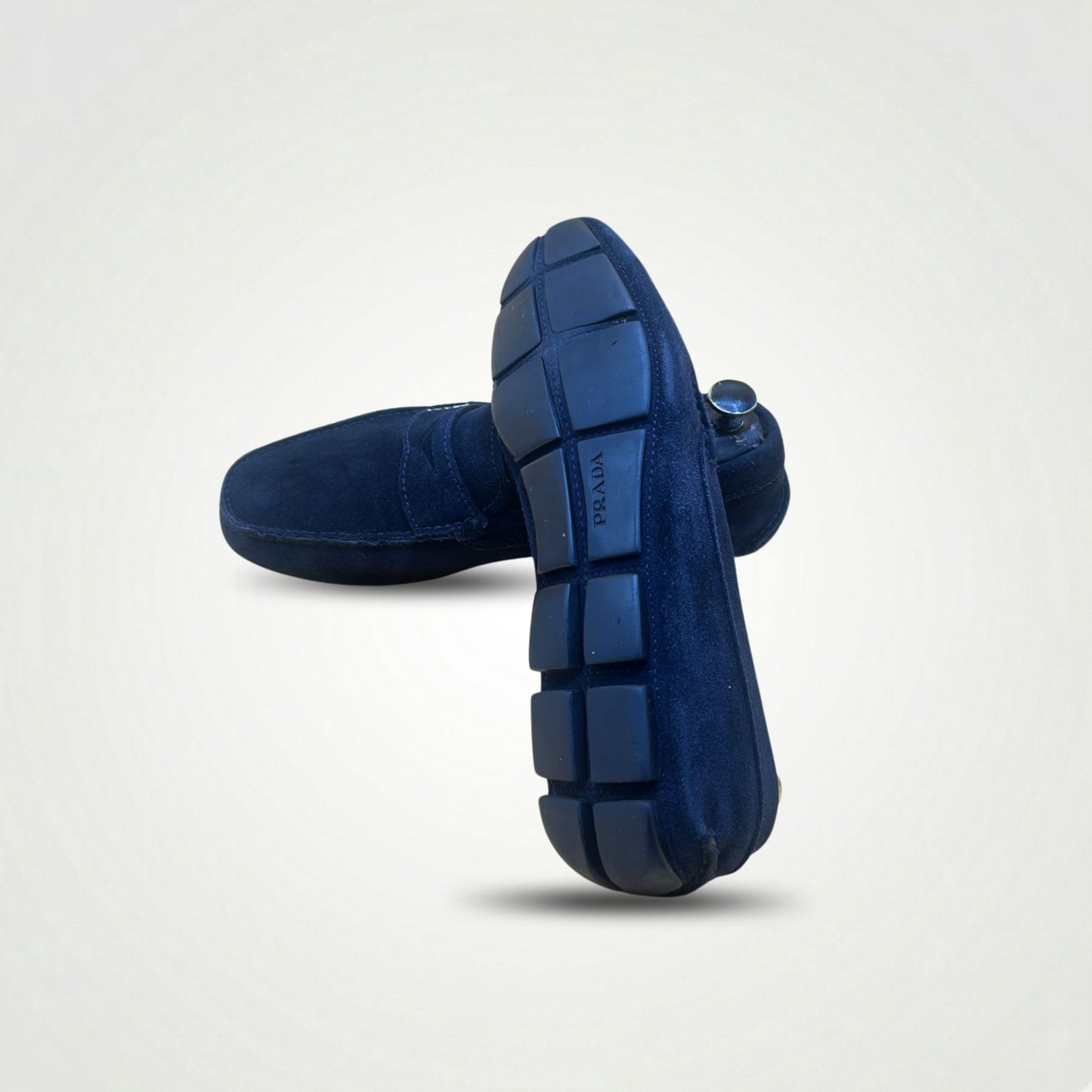 Prada Suede Navy Blue Slip on Lofer