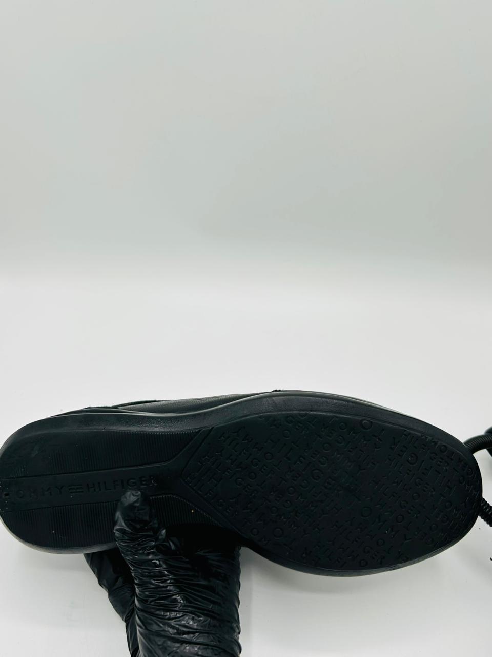 Tommy Hilfiger Black Leather Sneakers