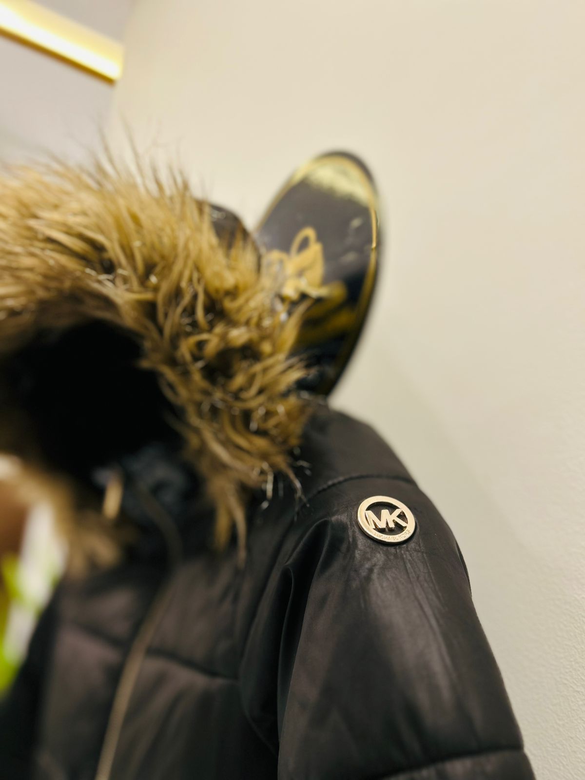 Michael Kors Girls Faux Fur Trim Hooded Puffer Jacket