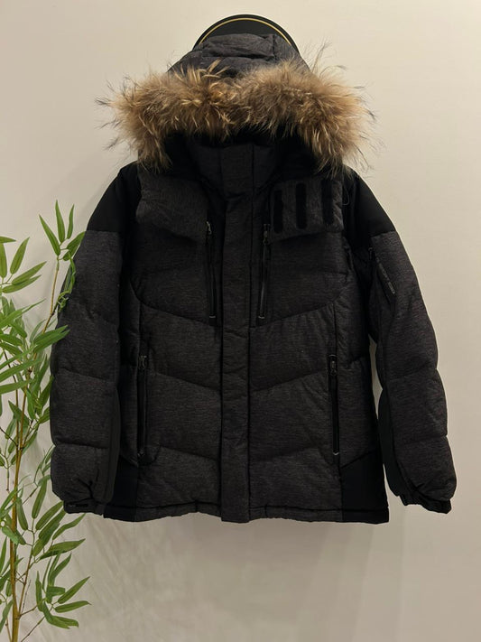 Fila Puffer Jacket with Fur-Trimmed Hood