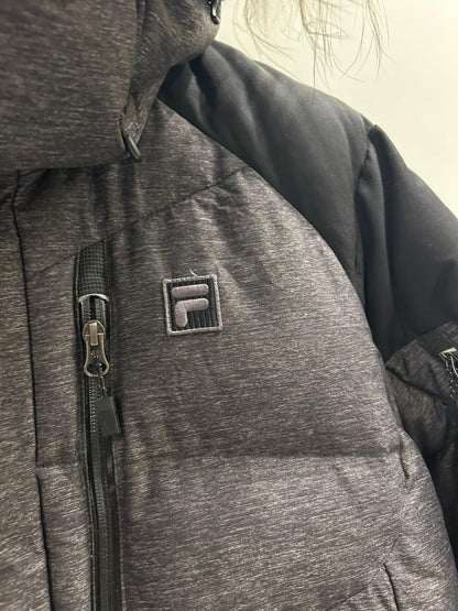 Fila Puffer Jacket with Fur-Trimmed Hood