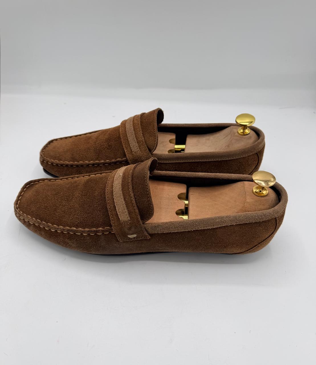 Massimo Dutti Brown Suede Slip-On Loafers