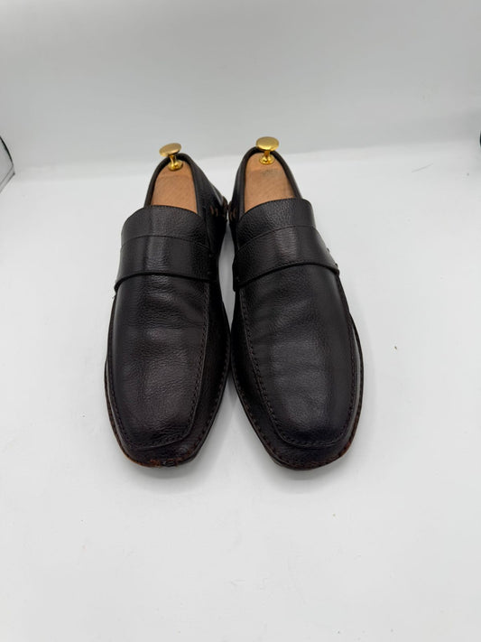 Zegna Black Pebbled Leather Loafers (TSPK 0007)