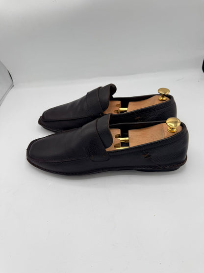 Zegna Black Pebbled Leather Loafers (TSPK 0007)