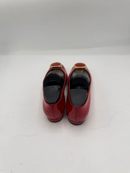 Salvatore Ferragamo Red Patent Leather Gancini Flats