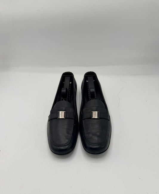 Salvatore Ferragamo Black Leather Gancini Loafers
