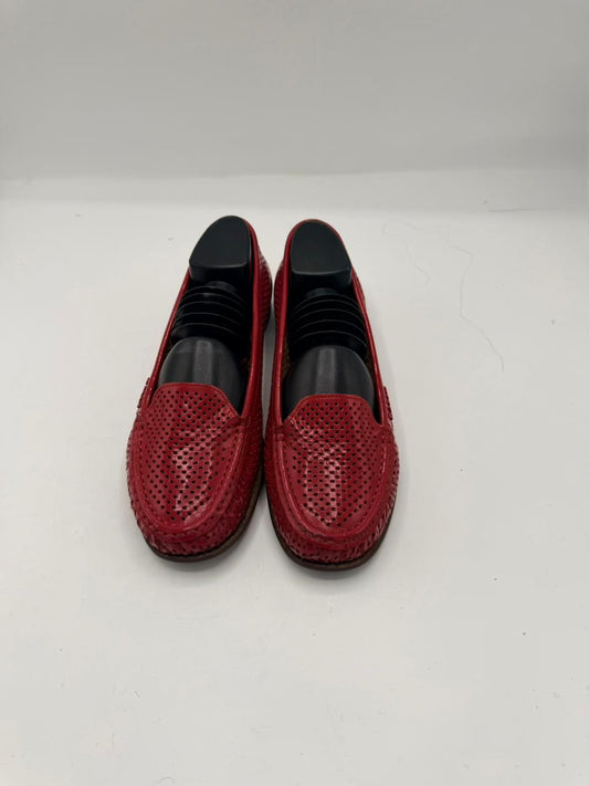 Bally Red Perforated Leather Loafers
