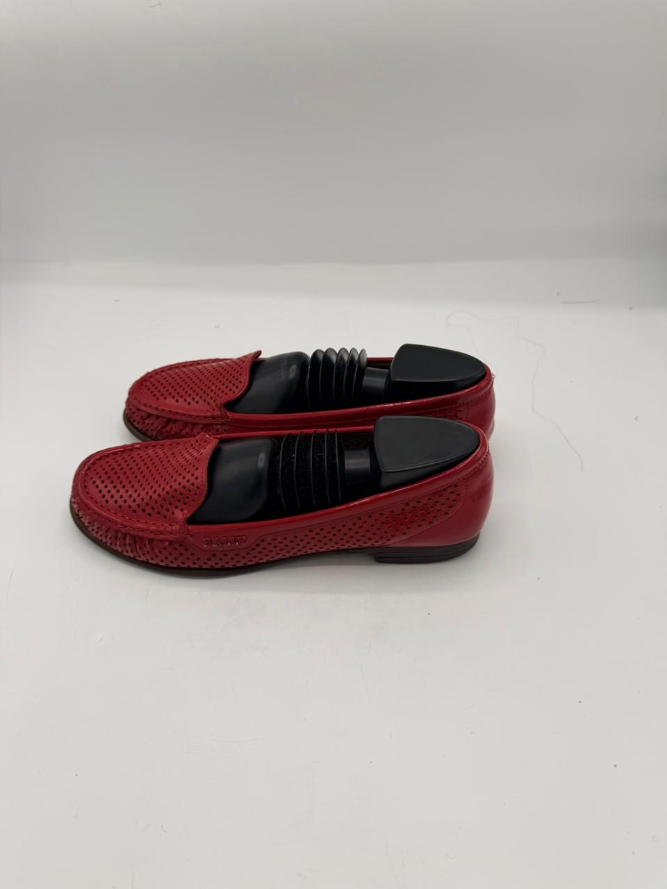 Bally Red Perforated Leather Loafers
