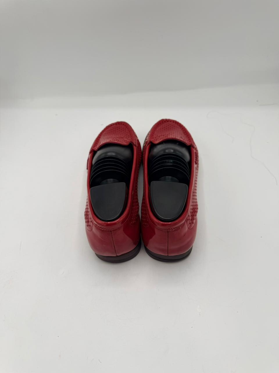 Bally Red Perforated Leather Loafers