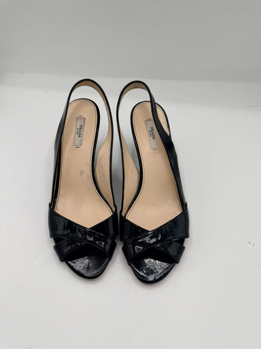 Prada Patent Leather Slingback Sandals
