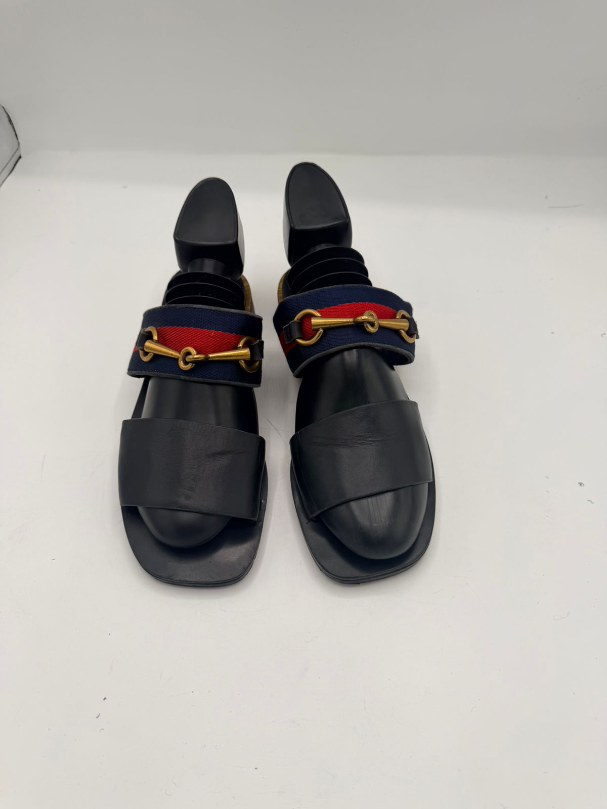 Gucci Leather Sandals with Web Stripe & Horsebit