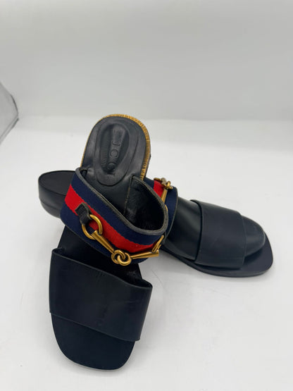 Gucci Leather Sandals with Web Stripe & Horsebit