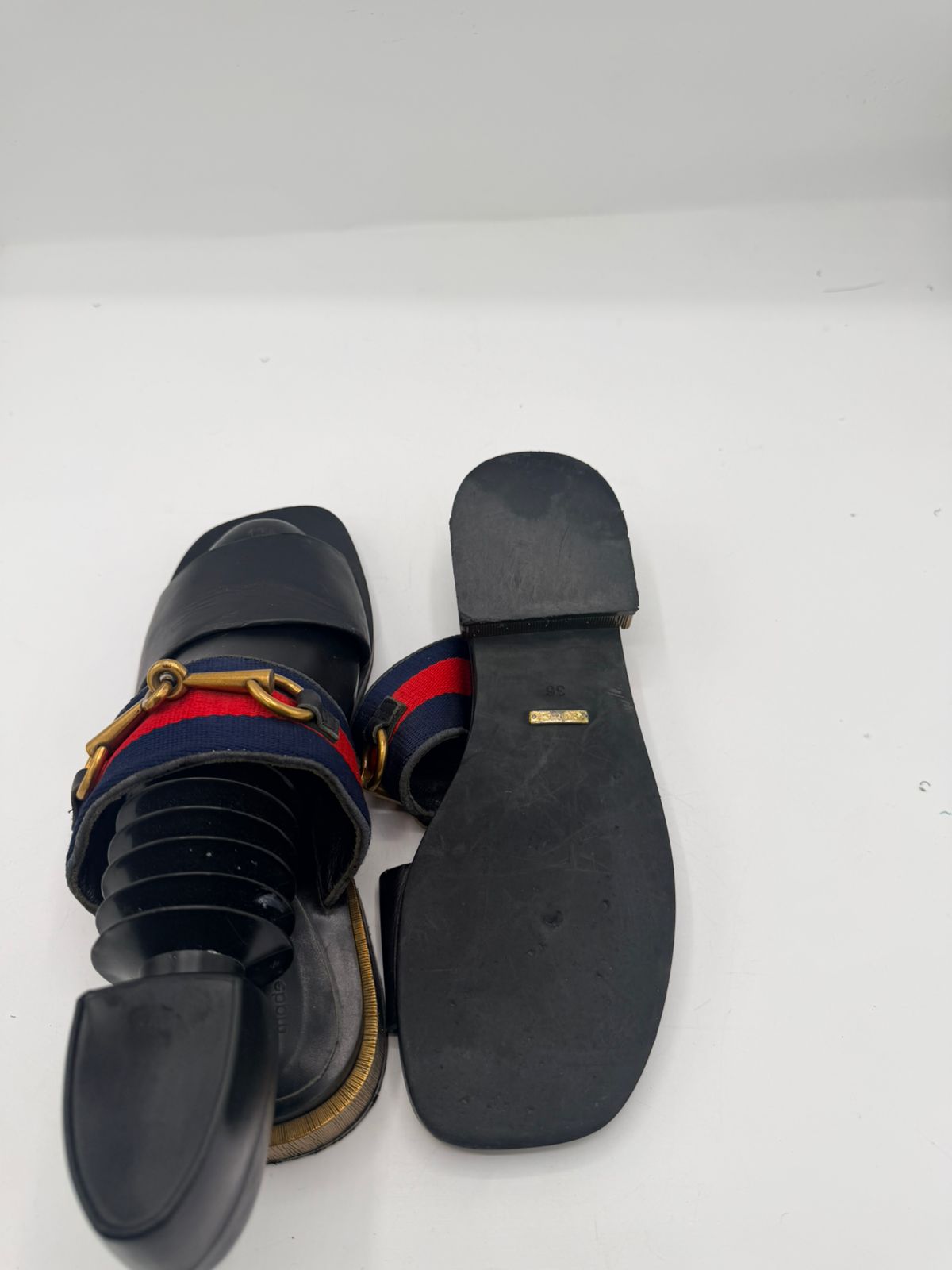 Gucci Leather Sandals with Web Stripe & Horsebit