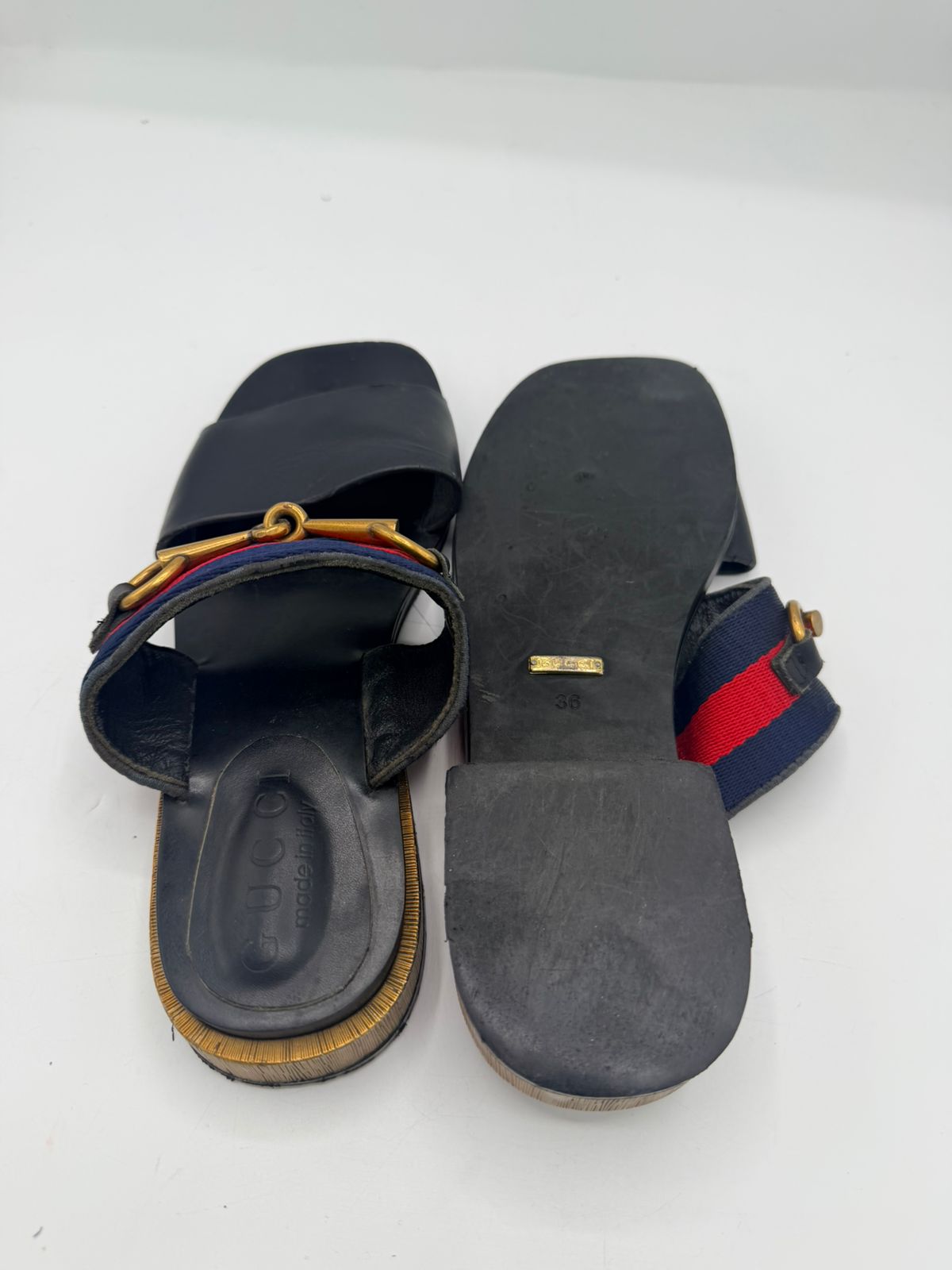 Gucci Leather Sandals with Web Stripe & Horsebit