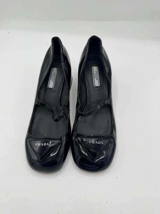 Prada Black Patent Leather Mary Jane Pumps