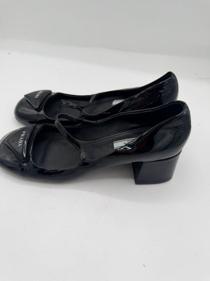 Prada Black Patent Leather Mary Jane Pumps