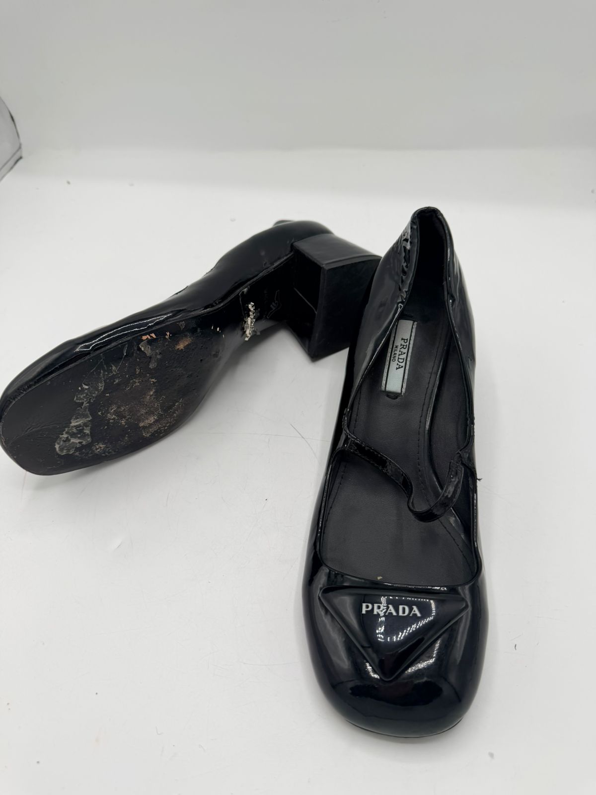 Prada Black Patent Leather Mary Jane Pumps