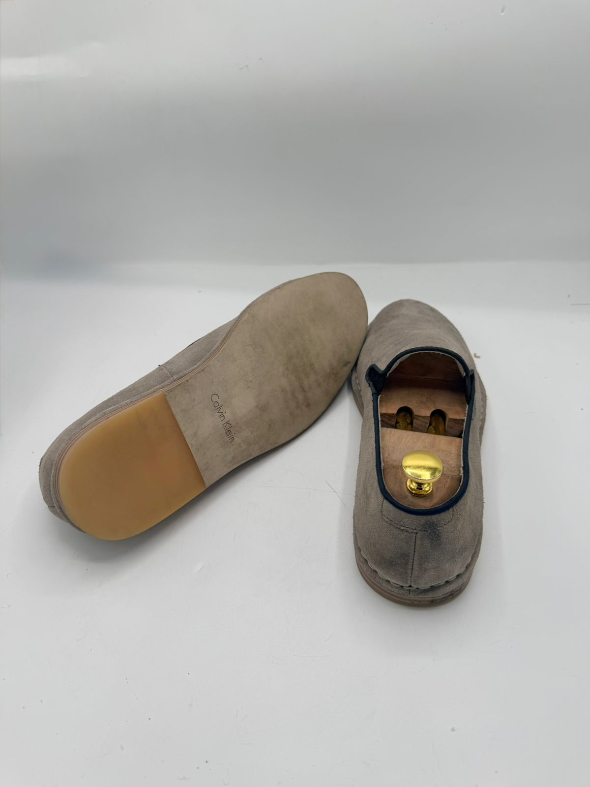 Calvin Klein Gray Suede Loafers